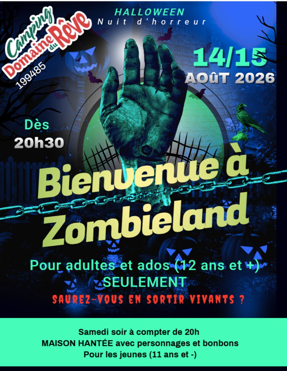 Fête de l'Halloween / Cueillette de bonbons / Zombieland et soirée costumée avec Jack & the Queen